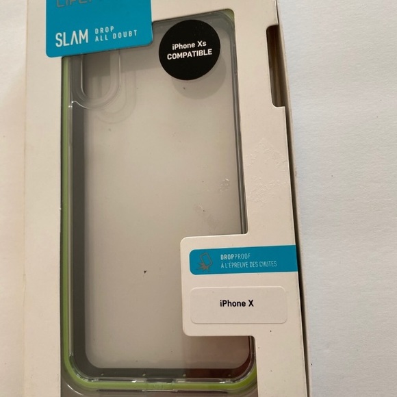 Lifeproof for iPhone X or XS Slam case Clear and Lime new